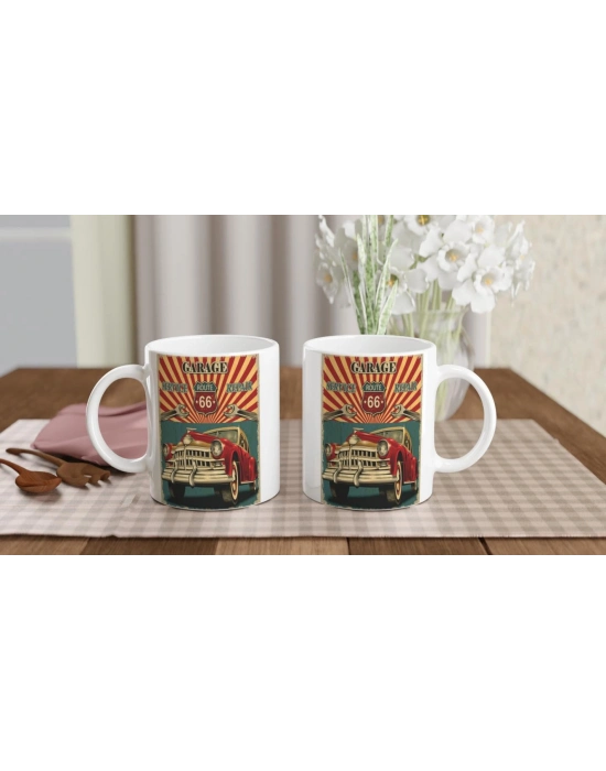 Route 66 Retro Garaj Temalı Kupa Bardak