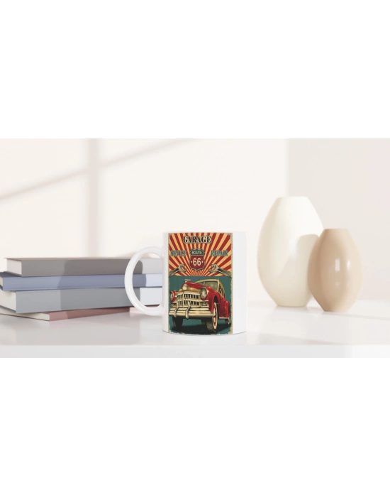 Route 66 Retro Garaj Temalı Kupa Bardak
