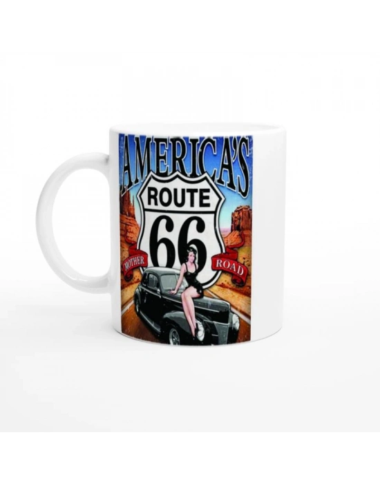 Route 66 Retro Pin-Up Kupa Bardak