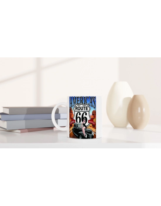 Route 66 Retro Pin-Up Kupa Bardak