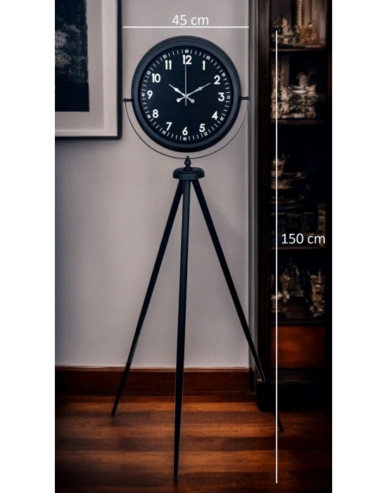 ® Royal Black Tripod Ayaklı Modern Tasarım Saat