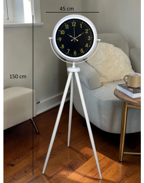 Royal Gold Rakamlı Beyaz Tripod Ayaklı Saat