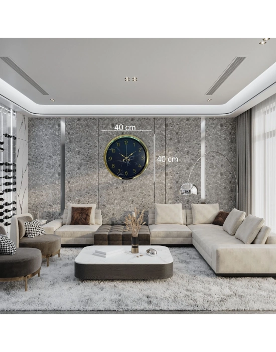 Royal Marble Gold 40 Cm Metal Duvar Saati