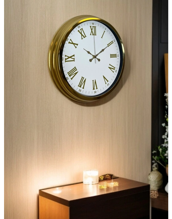 ® Royal White Gold 40 Cm Metal Duvar Saati