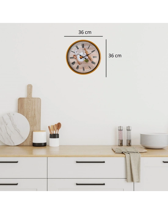 Rustic Kitchen Turuncu 36 Cm Duvar Saati