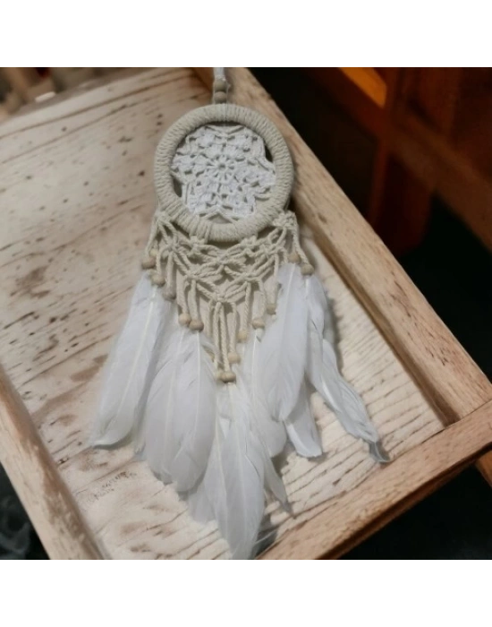 Rüya Kovan Dream Catcher Beyaz Kuş Tüylü