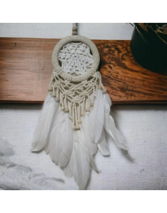 Rüya Kovan Dream Catcher Beyaz Kuş Tüylü
