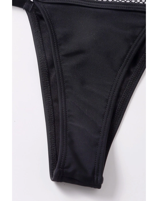 Kadın Siyah File Detaylı Iç Çamaşır Takımı