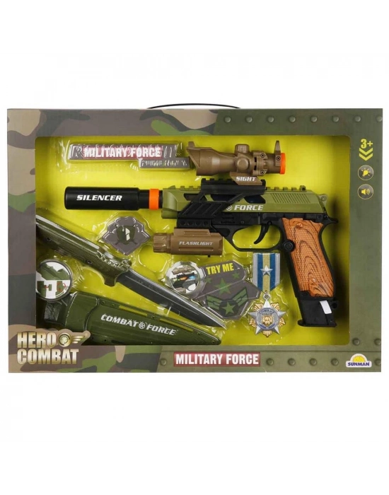 ® S00004308 ASKER SİLAH SET BIÇAK/SİLAH IŞIK/SES 6PR