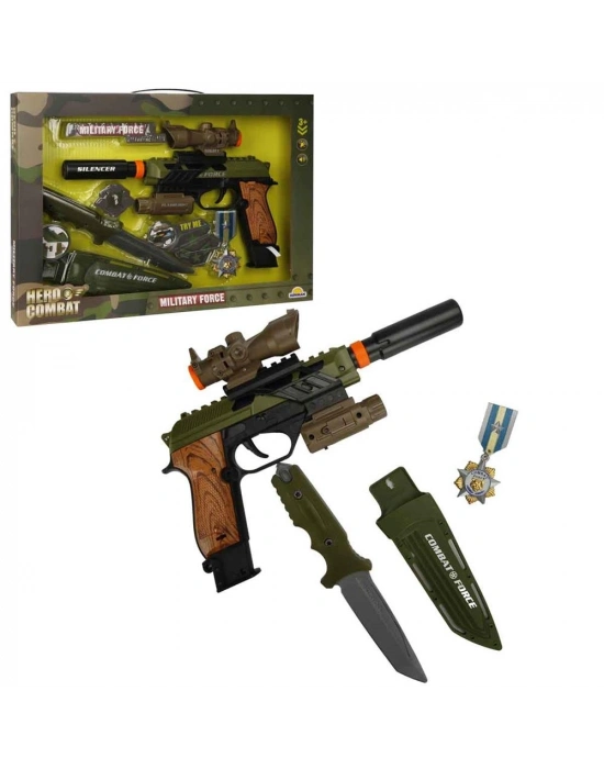 ® S00004308 ASKER SİLAH SET BIÇAK/SİLAH IŞIK/SES 6PR