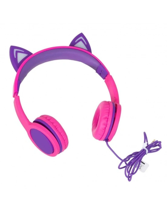 ® S00091067 -SUN-GLE-ECH-KULAKLIK KABLOLU KEDİ ŞKL.IŞIKLI PEMBE-MOR