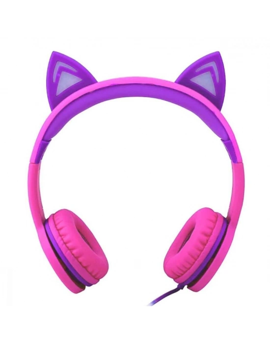 ® S00091067 -SUN-GLE-ECH-KULAKLIK KABLOLU KEDİ ŞKL.IŞIKLI PEMBE-MOR