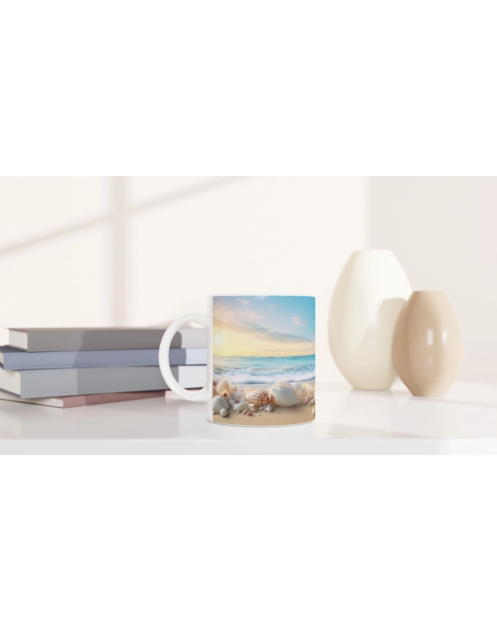 Sabah Işığında Deniz Kabuğu Temalı Kupa Bardak