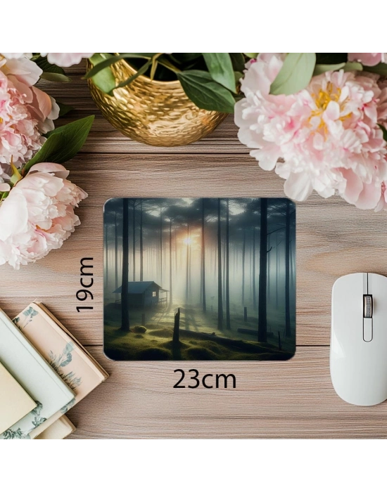 Sabah Işığıyla Aydınlanan Çamlar Mouse Pad - 19x23 cm 2 mm Dikdörtgen İthal Baskılı Mouse Pad