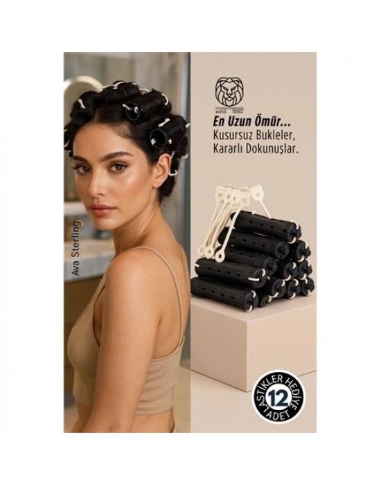 ® Saç Bigudisi - 12 li Saç Bukle Şekillendirme Seti - Lastikli - Ömürlük Şekillendirme