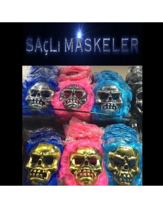 Saçlı İskelet Yüzlü Maskeler