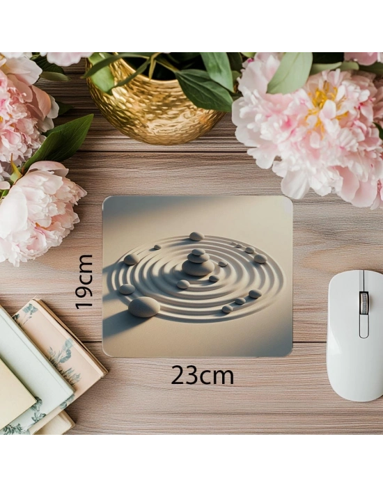 Sade Meditasyon Taşları Tasarımı Mouse Pad - 19x23 cm 2 mm Dikdörtgen İthal Baskılı Mouse Pad
