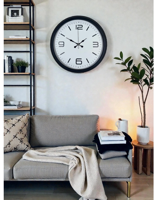 ® Sade & Şık Siyah 40 Cm Metal Dekoratif Duvar Saati