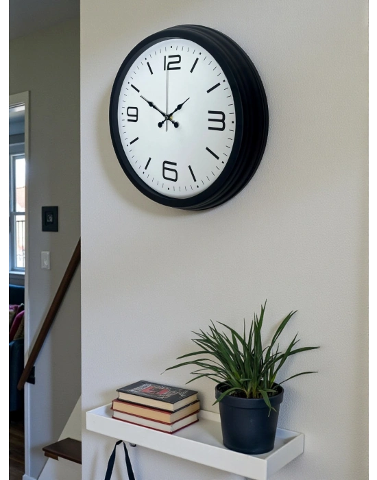 ® Sade & Şık Siyah 40 Cm Metal Dekoratif Duvar Saati