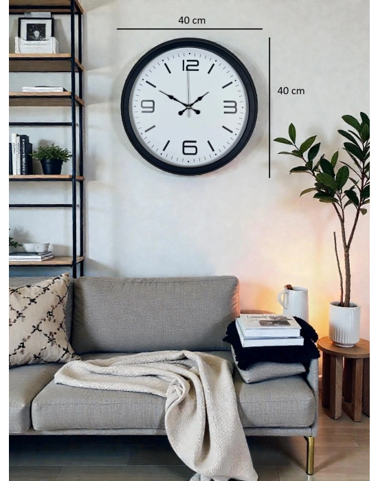 ® Sade & Şık Siyah 40 Cm Metal Dekoratif Duvar Saati