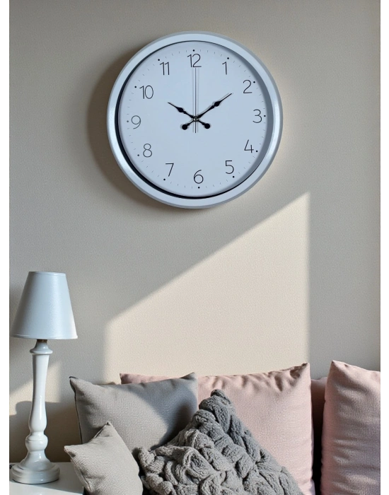 ® Sade Tasarım Beyaz 40 Cm Metal Standart Duvar Saati