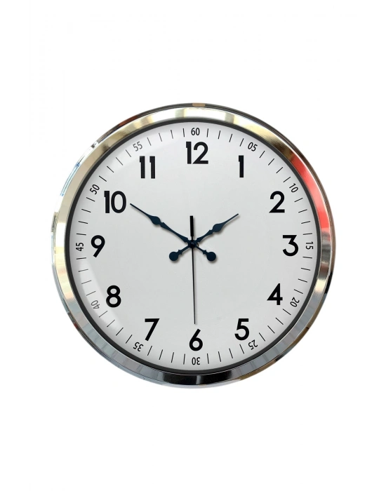 ® Sade Ve Şık Krom 52 Cm Metal Dekoratif Duvar Saati