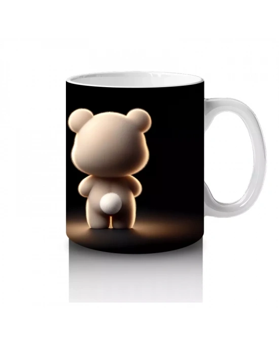 Sahne Işığında Arkası Dönük Peluş Ayı – Baskılı Kahve Kupası