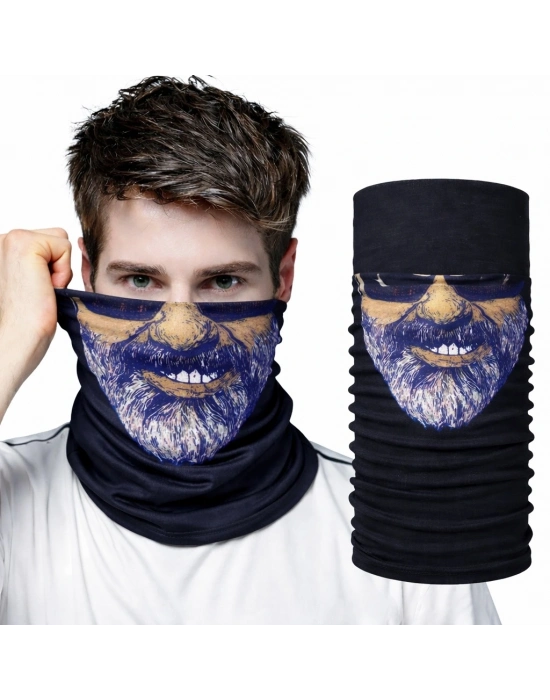 Sakallı Yüz Desenli Baf Buff – Çok Amaçlı Boyunluk & Maske 1 No