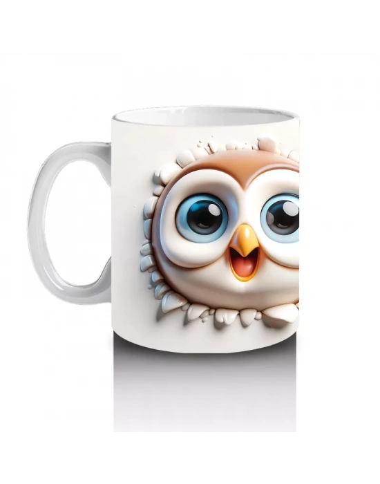 Şakın Bakan Neşeli Baykuş Çifti – Baskılı Kahve Kupası