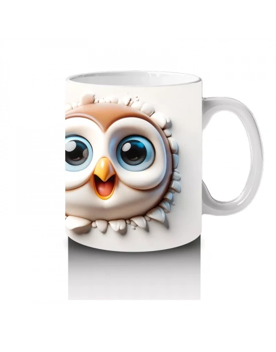 Şakın Bakan Neşeli Baykuş Çifti – Baskılı Kahve Kupası