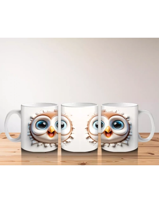 Şakın Bakan Neşeli Baykuş Çifti – Baskılı Kahve Kupası