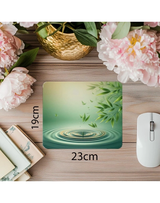 Sakin Su Üzerinde Yüzen Bambu Mousepad - 19x23 cm 2 mm Dikdörtgen İthal Baskılı Mouse Pad