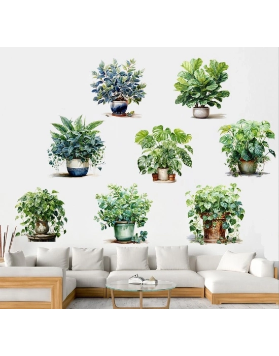 ® Saksılı Çiçek Tasarımlı 8li Sticker MC-480A