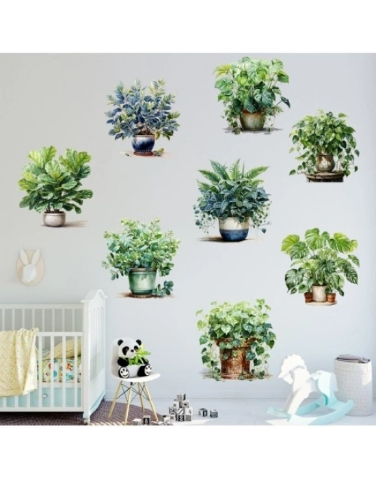 Saksılı Çiçek Tasarımlı 8li Sticker MC-480A