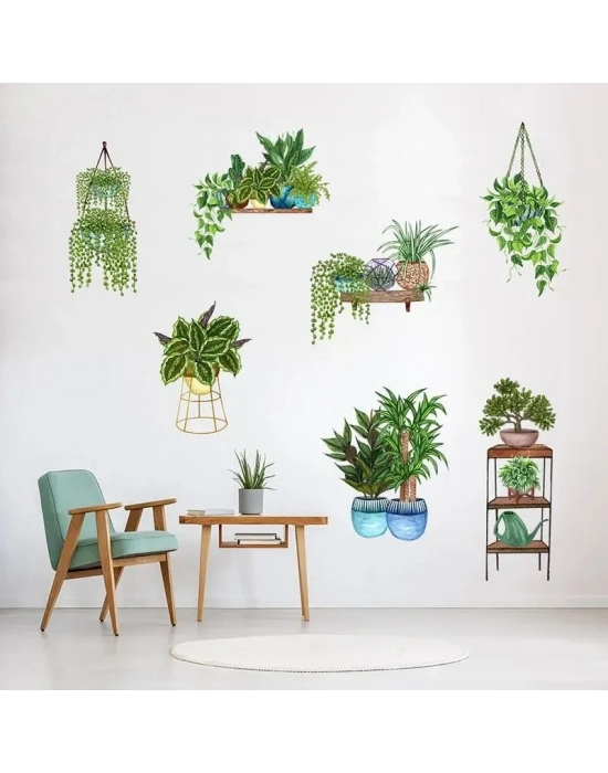 ® Saksılı Çiçek Tasarımlı Yapışkanlı Sticker MC-480D