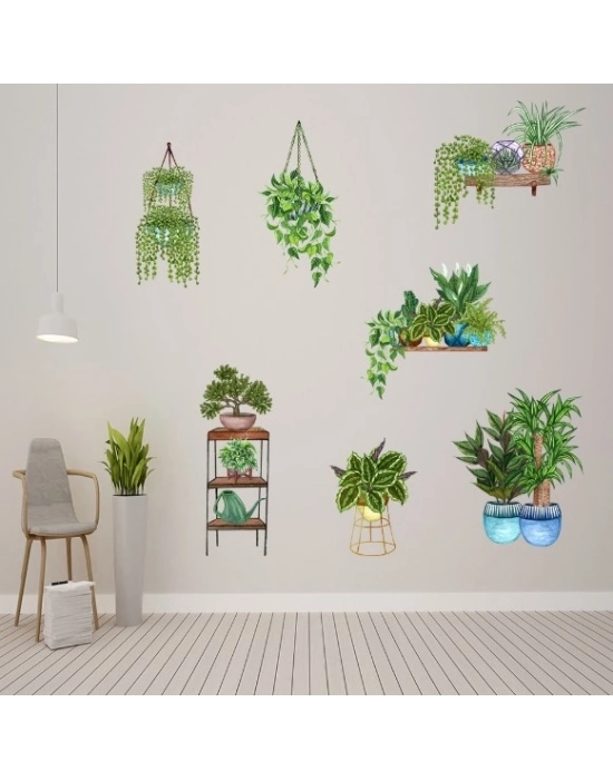 ® Saksılı Çiçek Tasarımlı Yapışkanlı Sticker MC-480D