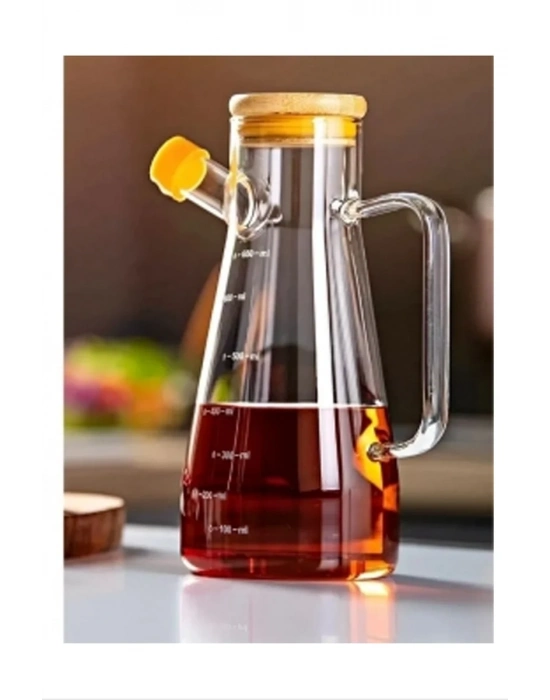 Salkım 900 Ml Bambu Kapaklı Cam Yağdanlık Royaleks-CLKN-1800