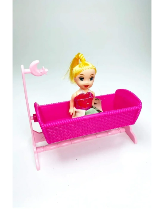 Sallanan Beşikli Parmak Bebek 10x10 cm