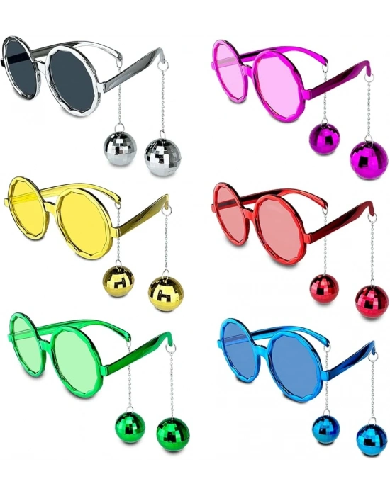 Sallanan Disko Top Küpeli Gözlük Retro Hawaii 5 Renk 6 Adet