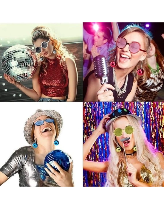 Sallanan Disko Top Küpeli Gözlük Retro Hawaii 5 Renk 6 Adet
