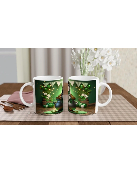 Şans Kazanında Oturan Husky Temalı Baskılı Kupa Bardak