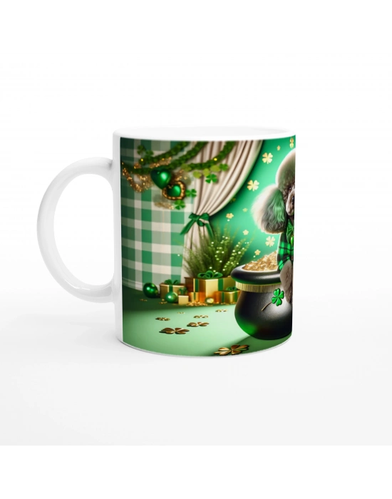 Şans Kazanında Oturan Poodle Temalı Baskılı Kupa Bardak