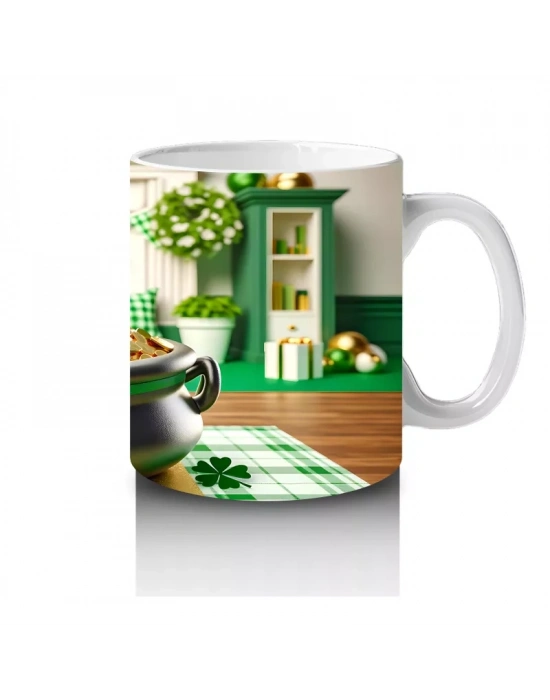 Şans Kazanında Oturan Sevimli Köpek – Baskılı Kahve Kupası