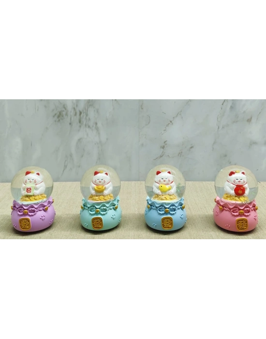 Şans Kedisi Işıklı Kar Küresi