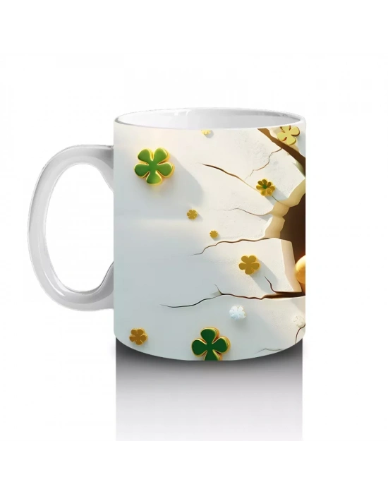 Şans Madeni ve Yonca Temalı Şapkalı Maymun – Baskılı Kahve Kupası