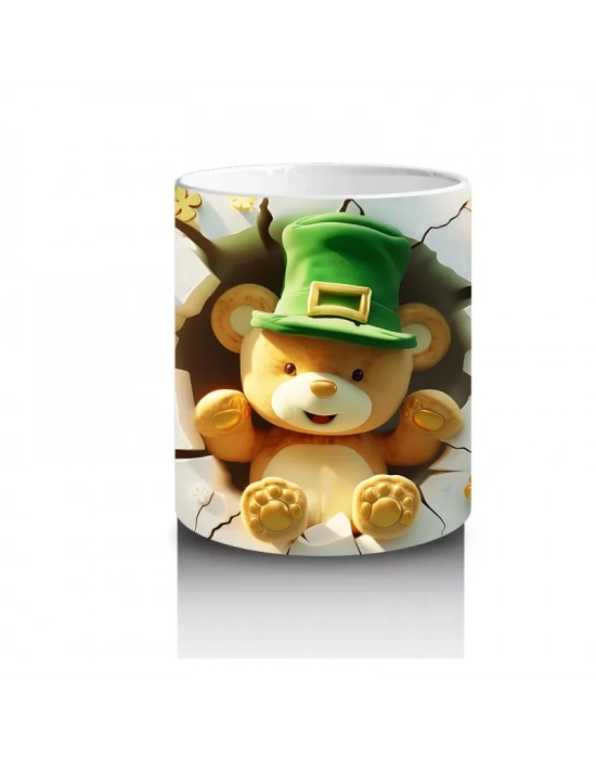 Şans Madeni ve Yonca Temalı Şapkalı Maymun – Baskılı Kahve Kupası