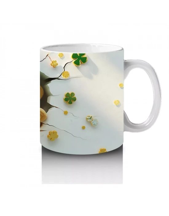 Şans Madeni ve Yonca Temalı Şapkalı Maymun – Baskılı Kahve Kupası