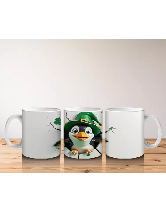 Şans Şapkası Takan Penguen – Baskılı Kahve Kupası