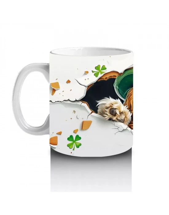 Şans Sembolleriyle Süslenmiş Leprechaun Cocker Köpek - Baskılı kahve kupası