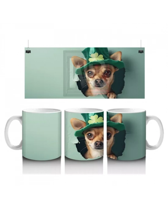 Şanslı Şapkalı Minik Köpek Figürü – Baskılı Kahve Kupası